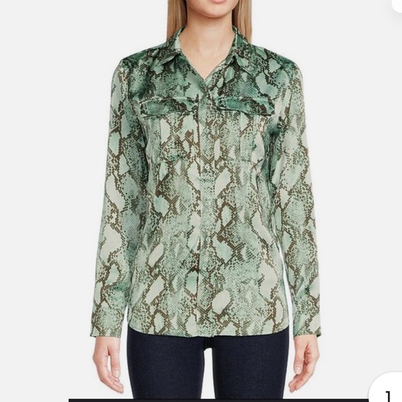 Ralph Lauren Snake Skin Long Sleeve Button Shirt Turquoise 3XL - Picture 10 of 10